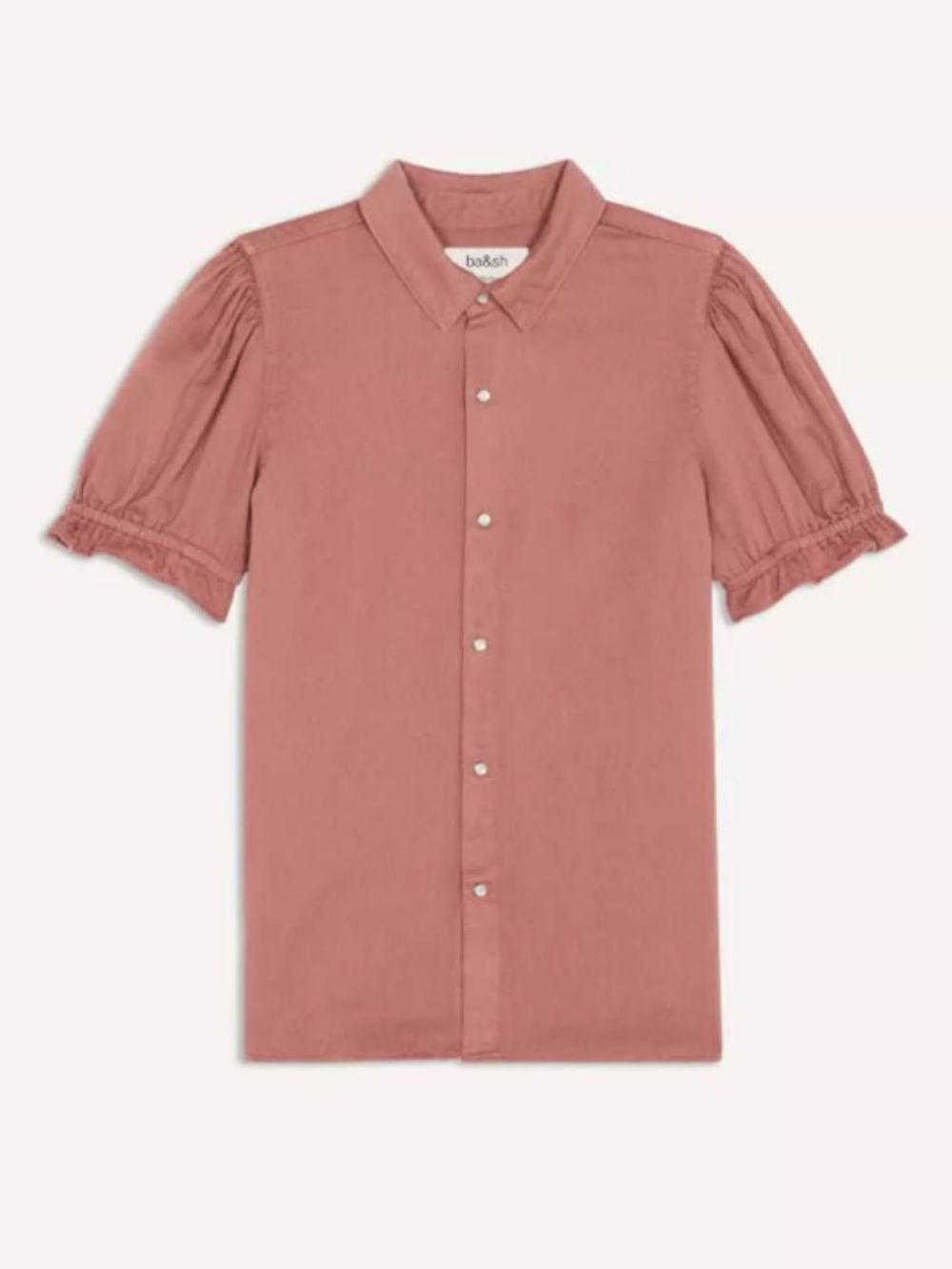 JEAN ba&sh ruffle blush button-up top